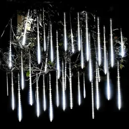 50 سم سولور LED LED Meteor Shower Lights مقاومة للماء تساقط قطرات المطر الخيطية ضوء لعيد الميلاد حفلة الفناء ديكور 30 ​​سم