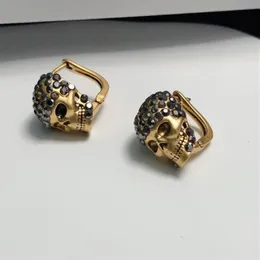 Stud Brand Fashion Jewelry For Women Anniversary Gifts Punk Skull Earrings Gold Skeleton Vintage Design Stud226g