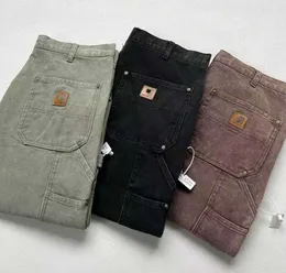 2024 men's pants fashion brand Carhart B01 B136 washed to make old overalls knee cloth logging trousers YU602ESS