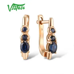 Charme Vistoso Brincos de Ouro para Mulheres 14k 585 Ouro Rosa Espumante Azul Safira Elegante Diamante Aniversário de Casamento Jóias Finas