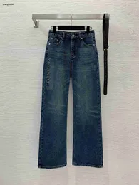 дизайнерские женские джинсы одежда женская мода прямые широкие брюки с высокой талией ковбойские, украшенные буквенным логотипом, качественные брюки для отдыха 26 января