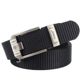 Cintura da uomo in tela con fibbia automatica in metallo Cintura in nylon spesso con jeans Cintura casual Cinture da uomo tattiche multifunzionali all'aperto 240122