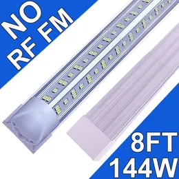 (25-pack) 4ft LED-butiksljus fixtur, V-form 72W 72000LM 6500K (no-rf RM), 4 fot, 48 '' T8 Integrerat LED-rör, skolor Länkbara LED-glödgarage, lager, klar lins usastock