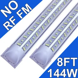 25 Pack LED T8 Shop Light 8FT 144W 6500K Daylight White Linkable LED Integrated Tube Lights with Clear Cover, LED Bar Lights Garage,Workshop,Cooler Door usastock