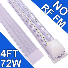 Tubolare LED integrato da 4 piedi 72W T8 a forma di V 48" quattro file 72000 lumen NO-RF RM (equivalente a fluorescenza 300W) Copertura trasparente 6500K 8FT Luci LED per negozi usastock