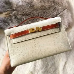 Designer de couro de crocodilo bolsa artesanal 7a mulheres casa bela cor luxo mini ombroimltgo8e