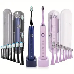 Escova de dentes elétrica, escova para adultos Escova de dentes elétrica ultrassônica recarregável USB com 5 modos e 8 unidades de cabeça de escova de substituição, escova de dentes para cuidados bucais à prova d'água