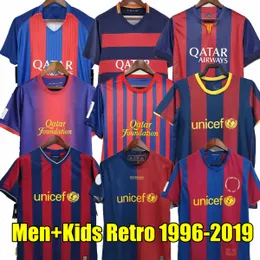 Maglie da calcio Retro Home Barcelona barca 96 97 08 09 10 11 RONALDINHO RONALDO RIVALDO Iniesta finali classica maglia da piede 13 14 15 16 18 19 Maglie da calcio da uomo per bambini