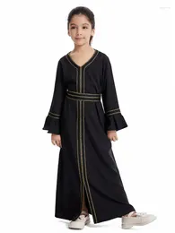 Roupas étnicas Ramadan Kaftan Abaya para crianças menina Turquia Hijab vestido muçulmano Islam Arábia Saudita Abayas Robe Musulman Crianças Caftan