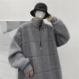 Men's Sweaters Versatile Cardigan High Collar Knitted Coat With Zipper Closure Thick Warmth For Fall Winter Protection Zippered