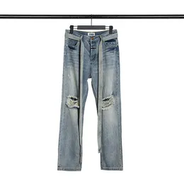 Designer jeans för herrbyxor lila jeans trender nödställda svart rippade cyklist smala passform motorcykel mans staplade baggy jeans hålstorlek m-xl