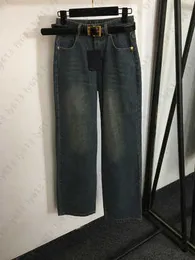 Pantaloni firmati per le donne Moda Jeans da donna Pantaloni di marca di lusso Hardware Cintura con fibbia Dimagrante Jeans azzurri skinny a vita alta Abbigliamento da donna