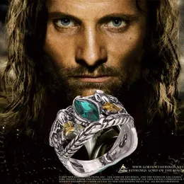 Pierścienie zespołu Barahir Aragorn Gondor Ring Men Men Women Green Crystal Ring Biżuteria Wholesale 240125