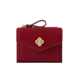 Portafogli firmati da donna con cerniera di grande qualità, stile corto, moda casual, portamonete con zero carte, pochette con bottone di blocco femminile no676