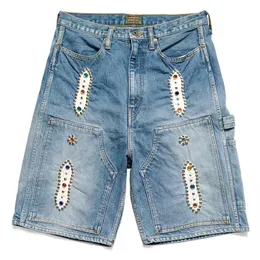 Lässige, modische, blaue Stickerei-Shorts für Herren und Damen, hochwertige Hose
