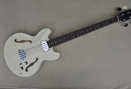 4-струнная электрическая бас-гитара с полуполым корпусом молочно-белого цвета. Предложение с логотипом/цветом по индивидуальному заказу.