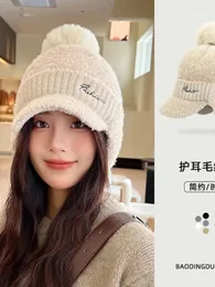 Hats For Cute Women In Winter With Plush Ear Protection And Cold Cover Warm Duckbill Hat Versatile Knitted Cap