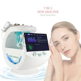 Profissional 7 em 1 Equipamento de beleza multifuncional Analisador de pele Máquina de cuidados com gelo inteligente Oxigênio Azul Hydrogênio Hydrodermabrasio