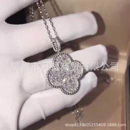 الأصلي 1to1 Van C-A Silver 925 Sterling High Version Garge Four Leaf Clover Necklace for Women 18K Fritillaria Fritillaria Callarbone Chain Sweaterqyy8