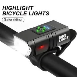 LED 자전거 조명 1000lm USB 충전식 파워 디스플레이 MTB 산악 도로 자전거 전면 램프 손전등 사이클링 헤드 라이트 장비