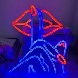 LED-Neonschild, individuelle Lippen und Finger, Neonschild, LED-Nachtlicht für Lampe, Bar, Kneipe, Schönheitssalon, Schlafzimmer, Spielzimmer, Kunst, Wanddekoration, Kunstgeschenk, YQ240126