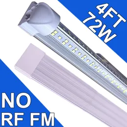 Tubo de luz LED integrado de 4 pés 72 W T8 em forma de V 48 "Quatro fileiras 72.000 lúmens NO-RF RM (equivalente a fluorescentes de 300 W) Escolas com tampa transparente Luzes de loja LED de 8 pés usastock