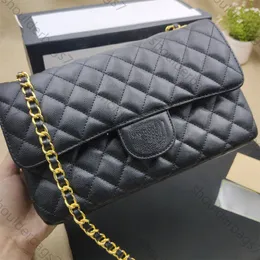 kedja CF -väskor spegel kvalitet kvinnlig designer handväska klassisk klaff plånbok kedjor kaviar väska guld läder crossbody väskor för kvinna märke axel väska svart handväska