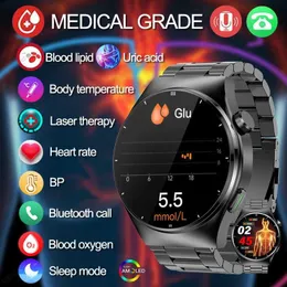 Andere Uhren Lasertherapie-Uhr Nicht-invasive Blutzucker-Gesundheits-Harnsäure-Smartwatch Bluetooth-Anruf Blutfett-Blutdruck-Smartwatch 240125