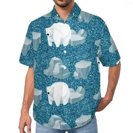 Camicie casual da uomo Camicette con stampa animalier artico Uomo Simpatico orso polare Camicia da spiaggia oversize retrò hawaiana a maniche corte personalizzata regalo
