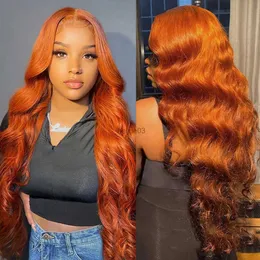 Cosplay Wigs 30 Inch 13x4 Body Wave Orange Ginger Lace Front Human Hair Wigs Brazilian For Women 13x6 Hd Glueless Preplucked Lace Frontal Wig