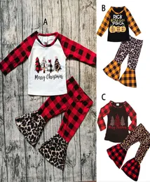 Christmas Halloween Kids Clothing Sets Pumpkin Print Long Sleeve Top Plare Plaid Leopard Pants 2PcsSets Infants Outfits M27173862668