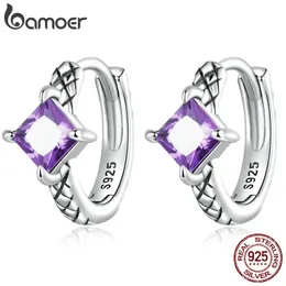 Ohrringe Bamoer 100 % 925 Sterling Silber Lila Zirkonium Schlangenmuster Ohrschnallen für Frauen Edlen Schmuck Luxusmarke Ohrringe Geschenk