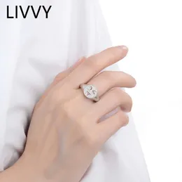 Bandringe LIVVY Silber Farbe Lächeln Silber Farbe Breiter Ring Sommer Lustiger Punk Für Frauen Mann Offener Verstellbarer Ring Schmuck Geschenke 240125