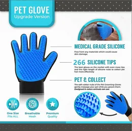 Pet Grooming gloves Dog cat Massage bath clean gloves 3D mesh TPR Gloves Brush 266 silicone tips