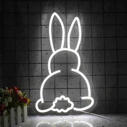 LED Neon Sign Rabbit LED Neon Signs Pet Shop Wall Decor Animal Neon USB Powered for Pet Birthday Party Business Sign Kids or Girls Gifts YQ240126