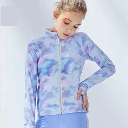 lu Kids Yoga Jacket for Girls Breathable Zipper Coat Fleece Children's Fintness Sports Summer Keep Warm For Girl Y163