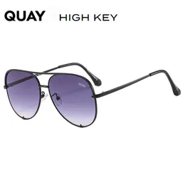 QUAY HIGH KEY Sonnenbrille Damen Ovaler Rahmen Luxusbrille Klassische Pilotensonnenbrille mit Box