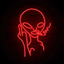 LED Neon Sign Alien Smoking Neon Design Home Ooffice Game Room Bbar Club Boys Bedroom Music Studio Gift Holiday Decoration Lighting YQ240126