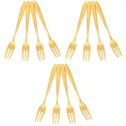 Dinnerware Sets 12 Pcs Cake Fork Stainless Steel Forks Fruit Knife And Metal Tableware Picks Three Teeth Appetizer