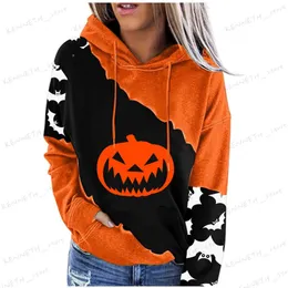 Bluzy bluzy bluzy dla kobiet Halloween Dypkin Bat Bat Print Długie rękawy