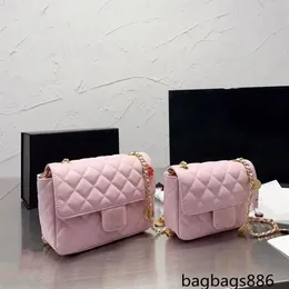 Lussuosa mini borsa a tracolla di design da donna con patta in pelle di pecora di colore puro borsa classica piccola catena di diamanti con regolatore dorato dovrebbe296L