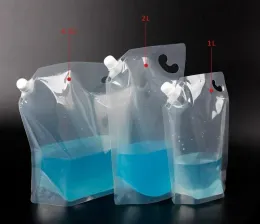 Toptan 1000ml/ 1L Klasik Stand Up Plastik İçecek Ambalaj Çanta Çantası Torba İçecek Sıvı Suyu Sütü Kahve Su LL