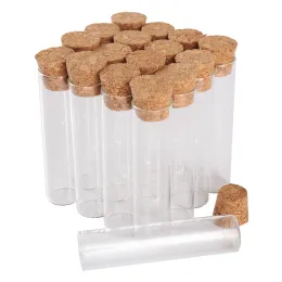 wholesale wholesale 100 pieces 6ml 16*65mm Test Tubes with Cork Lids Glass Jars Glass Vials Tiny Glass bottles for DIY Craft Accessory LL