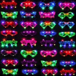 Dark Party의 LED Glasse Neon Glow Dark Party Favor Supplies 성인을위한 조명 안경 아이 어린이 생일 웨딩 파티 액세서리 240118