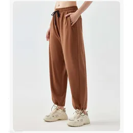 Al yoga Wear Women Women Dokuzuncu Jogging Pantolon Halat Çekmeye Hazır Joggers Esnek Yüksek Bel Eğitim Kayışı Pantolon 3 Renk YK245 Moda