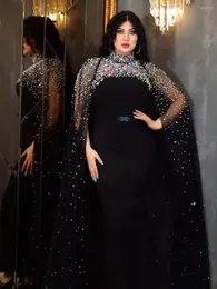 Abbigliamento etnico Eid Ramadan Abito da festa per donna Maxi manica lunga Maglia perline Abiti Lagors Dubai Arabo Abaya con mantello Elegante Elbise