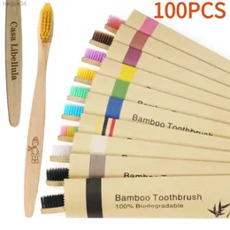 Toothbrush Bamboo Toothbrushes 100Pcs Eco Friendly Resuable Toothbrush Adult Wooden Soft Tooth Brush Customized Laser Engraving