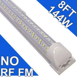 8 Ft Integrated LED Tube Light 144W T8 V Shaped 96"NO-RF RM 144000 Lumens(300W Fluorescent Equivalent) Clear Cover Super Brights White 6500K 8FT LED Shop Lights usastock