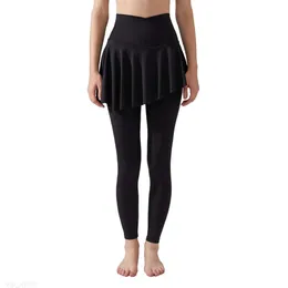 al Mulheres Leggings Yoga Nona Calças Push Ups Fitness Legging Suave Cintura Alta Com Saia Conjunto de Duas Peças Calças Esportivas Elásticas YQ250 moda