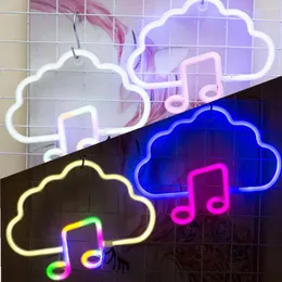 Lampade a sospensione Cloud Note Luce al neon Luci decorative Modellazione musicale su segnaletica ambientale Festa notturna a LED